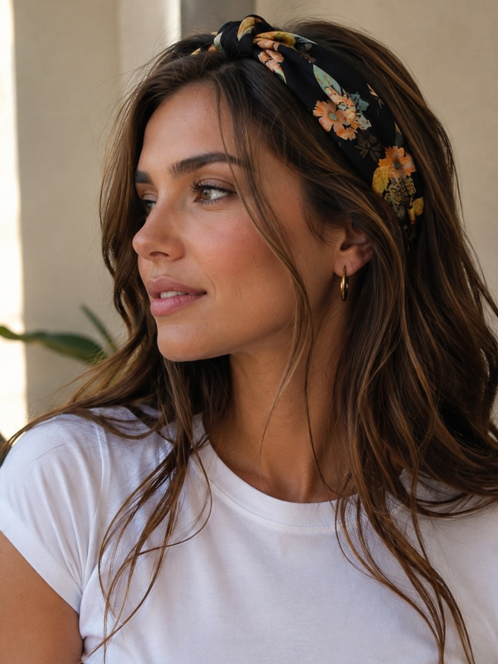 Zara Floral Twist Headband – Black Multicolor